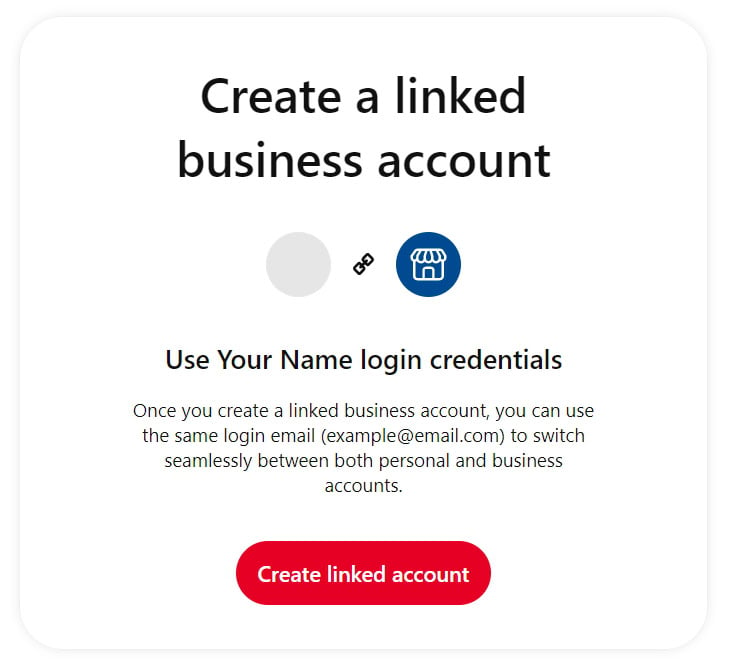 tela de criar conta comercial no pinterest