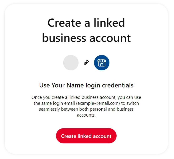 tela de criar conta comercial no pinterest